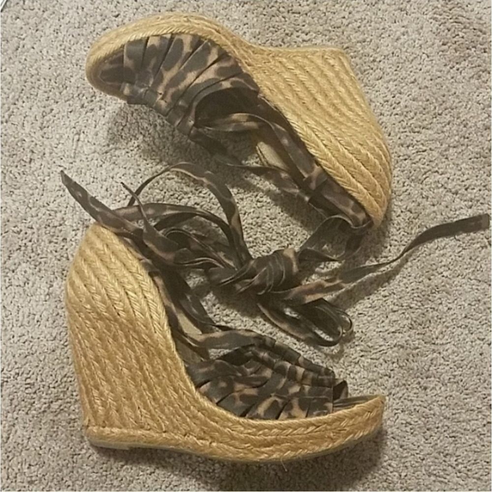 Sam Edelman Lexi Cheetah Leopard Animal Print Espadrille Platform Wedge 7.5 - Picture 4 of 7